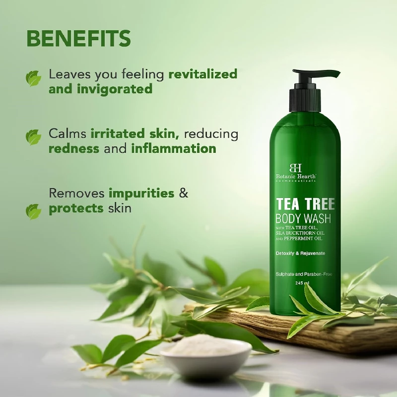 Botanic Hearth Tea Tree Body Wash with Sea Buckthorn Oil and Peppermint Oil, 245 ml-2.webp